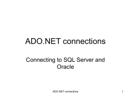 ADO.NET connections