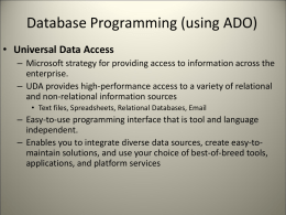 Database Programming (using ADO)