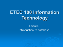 ETEC 100 Information Technology