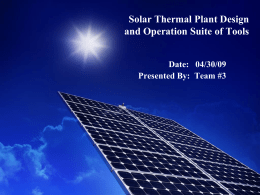 Solar Thermal Plant Design and Operation Suite of Tools