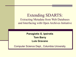 Extending SDARTS: Extracting Metadata from Web Databases