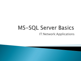 Lecture 10 MS-SQL Server Basics