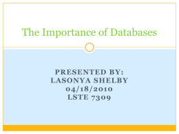 The Importance of Databases - University of Arkansas at