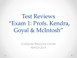 Test Reviews “Exam 1” - Resources for Academic Achievement