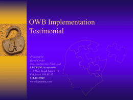 OWB Implementation Testimonial - Greater