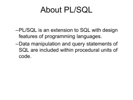 PL SQL - College of Computing & Informatics