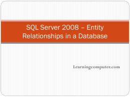 Relationships - SQL Server 2008 Tutorial