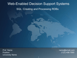 Web-Enabled Decision Support Systems