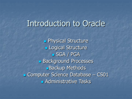 Introduction to Oracle - University of Windsor