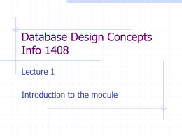 INFO 1409 DATABASE CONCEPTS