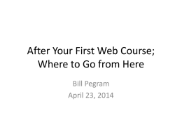 After Your First Web Course