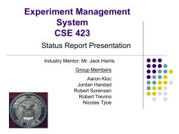 Experiment Management System CSE 423