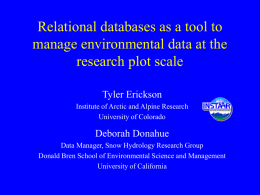 Relational databases as a tool to manage environmental