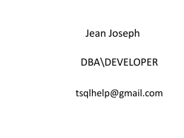 Jean Joseph - Professional Association for SQL Server