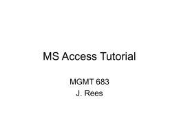 MS Access Tutorial - Welcome