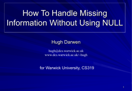 How To Handle Missing Information Without Using Nulls