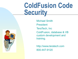 ColdFusion Security