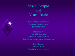 Visual FoxPro and Visual Basic - dFPUG