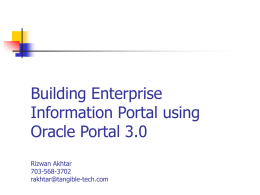 Building Enterprise Information Portal using Oracle Portal