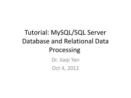 Tutorial: MySQL Database and Relational Data Processing