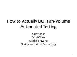 How to Actually DO High-Volume Automated Testing