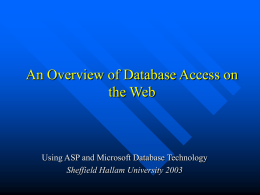 An Introduction to Database Access on the Web