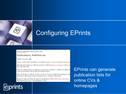Configuring EPrints