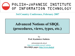 Advanced Notions of SBQL - Instytut Podstaw Informatyki PAN