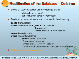 Modification of the Database – Deletion