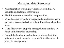Managing data Resources: