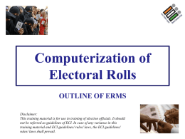 Electoral Roll Data Entry & Computerization of Electoral Rolls