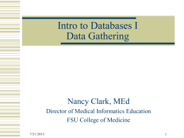 Intro to Databases - Florida State University College of