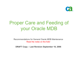 Proper Care and Feeding of your Oracle MDB