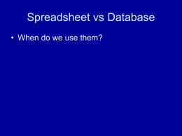 Spreadsheet vs Database