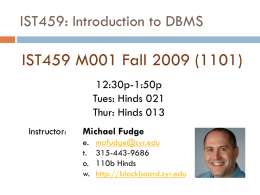 IST459: Introduction to DBMS