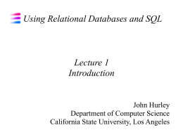 Lecture 1 - California State University, Los Angeles