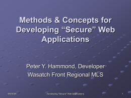 Developing Secure Web Apps