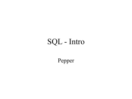 SQL - Intro