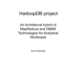 HadoopDB project - Aalto University Wiki