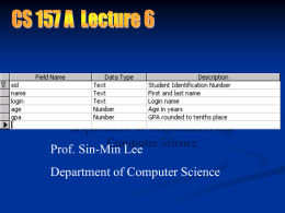 The ER Database Model - Department of Computer Science