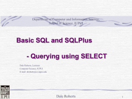 Basic SQL and SQL Plus - Department of Computer and Information