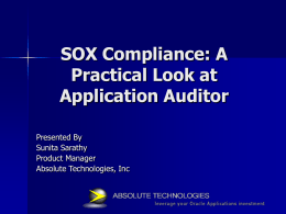 SOX Compliance – A Practical Look at Application