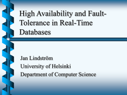 Fault-Tolerance in Real