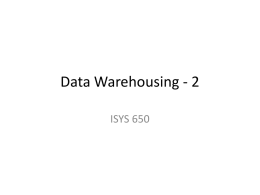 Data Warehousing - 2 - San Francisco State University