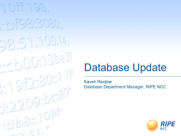 RIPE Database Update