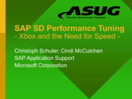 SAP SD Performance Tuning - Xbox and the Need for