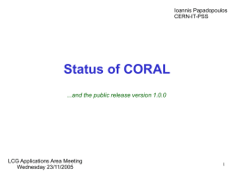 Status of CORAL - Indico