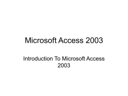 Introduction to MS Access2003