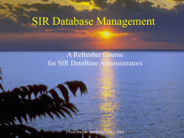 - SIR Database Software