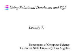 Lecture 7 - California State University, Los Angeles